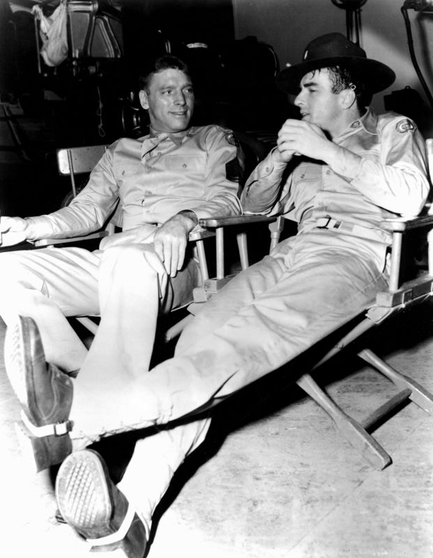 Burt Lancaster & Montgomery Clift On Set