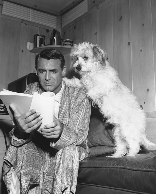 Cary Grant Studying His Script With A Friend