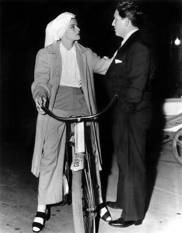 Katherine Hepburn Chatting On Her Bicycle